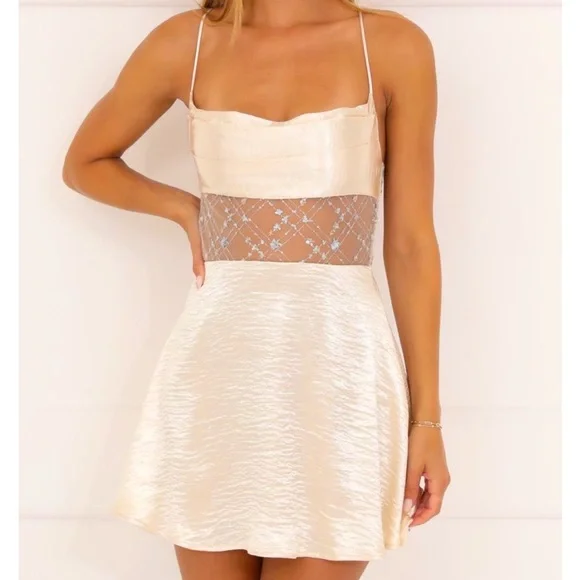 lucy in the sky champagne dress Iridescent Sequin Strapless Maxi Dress in Champagne